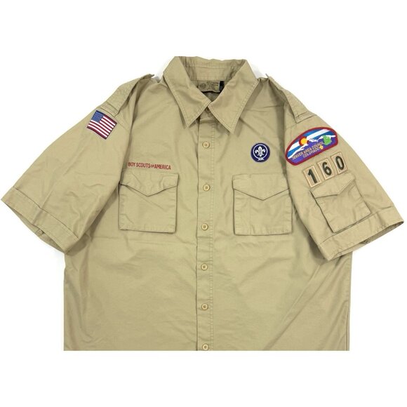Boy Scouts Of America Mens Adult Size Large Official Uniform Shirt Extra Patches - Picture 2 of 16